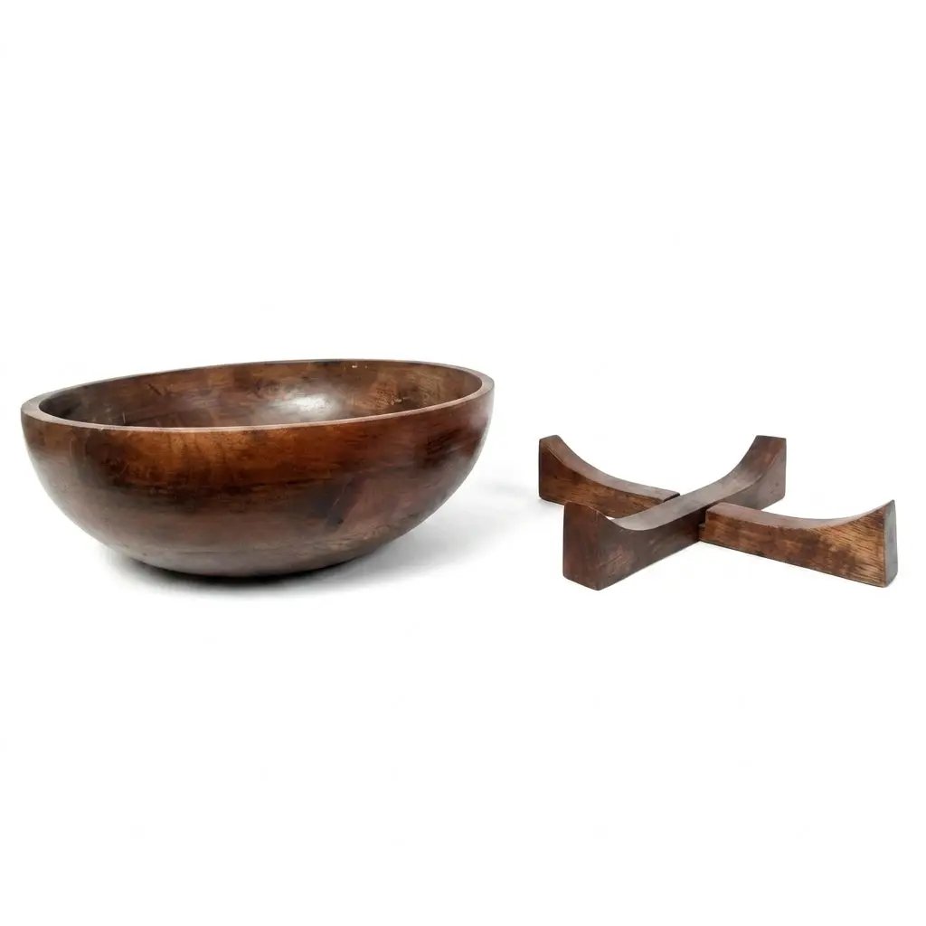 House of Avana Mango Wood Bowl with Stand by House Of Avana