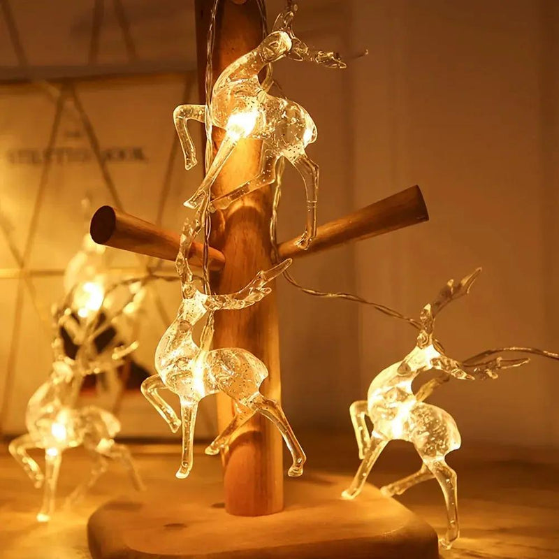 Reindeer String Lights, Battery Operated Christmas Decorations by House Of Avana