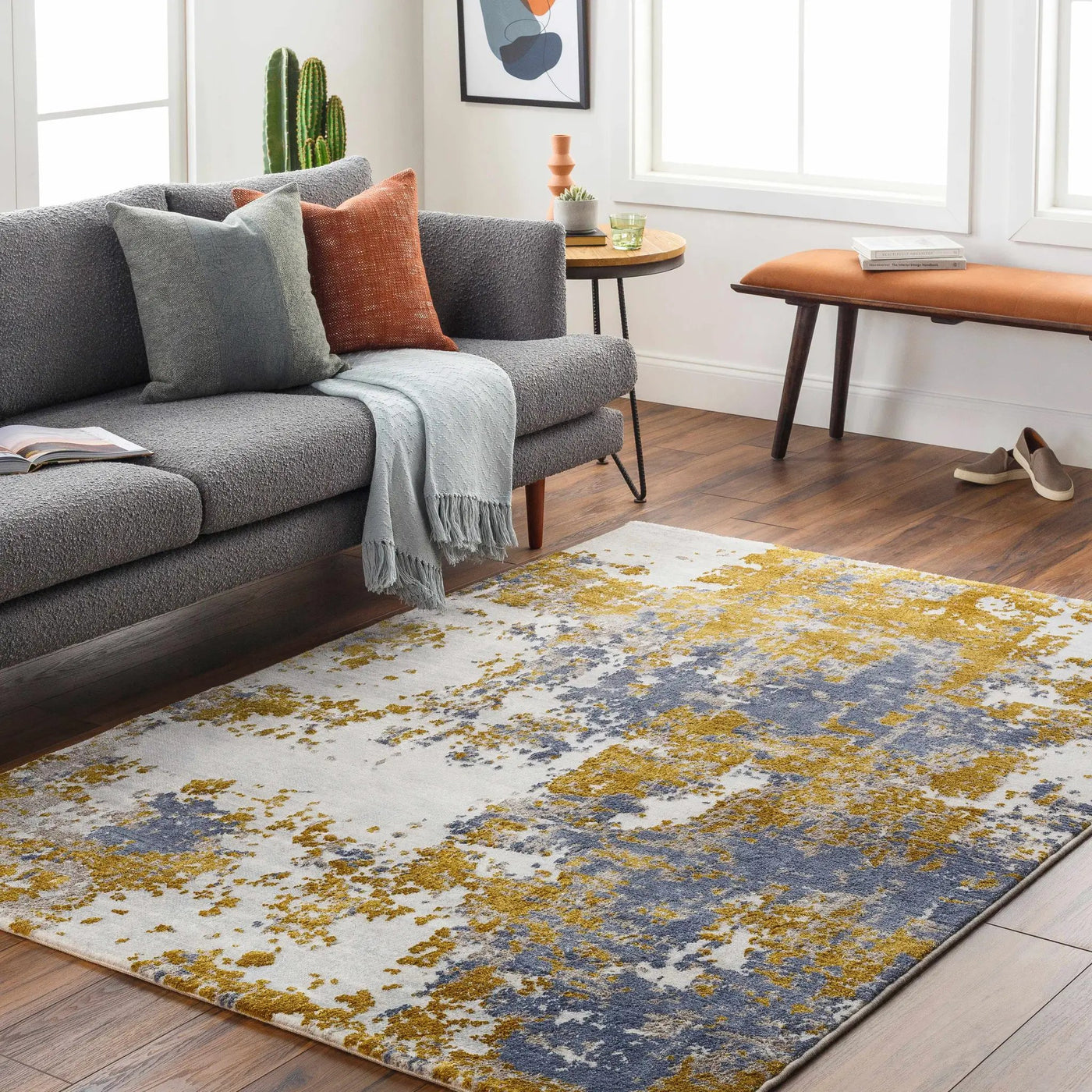 Maralal Mustard & Blue Area Rug - Clearance by Boutique Rugs