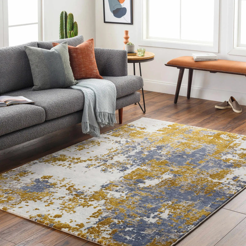 Maralal Mustard & Blue Area Rug - Clearance by Boutique Rugs