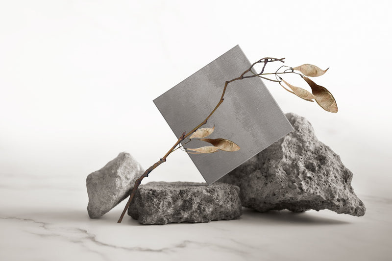 Reside Ash Honed Stone Look Cove Base Porcelain Trim 6x12 installed in a room, view 2