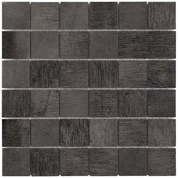 Reside Black Honed 2x2 Stone Look Porcelain Mosaics 12x12