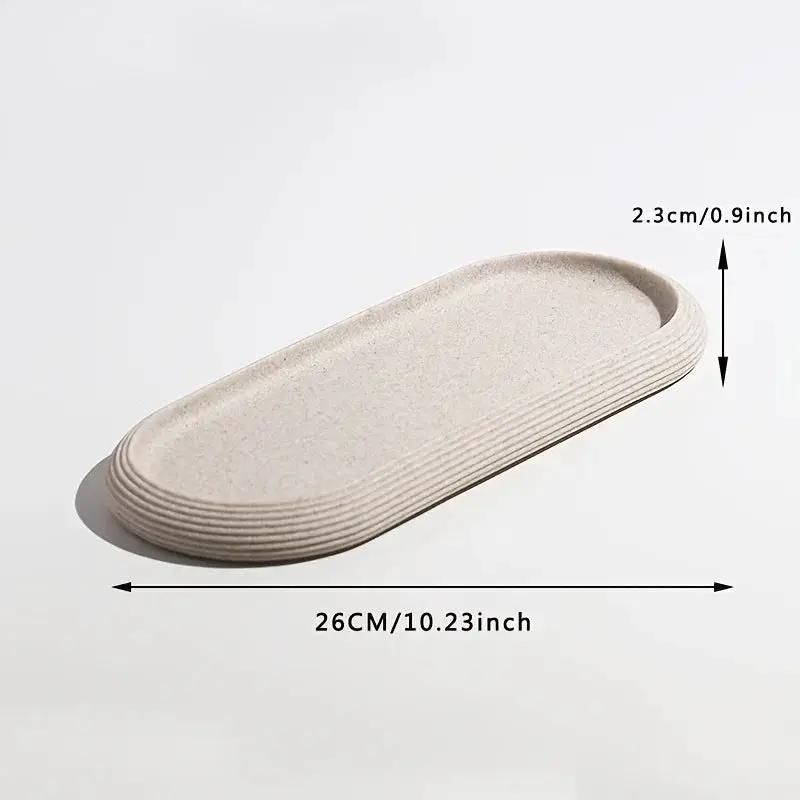 [Resin Art Tray] Elegant Resin Art Striped Bathroom Vanity Tray | Oval Design with Textured Surface, Bathroom Organizer, Neutral Tone Tray, Bathroom Decor And Accessories by House Of Avana