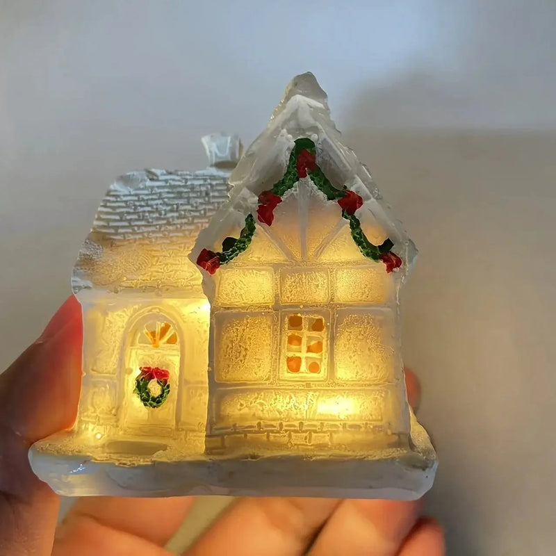 Resin Christmas House Lights, 5-Style Collectible Holiday Decorative Ornaments by House Of Avana