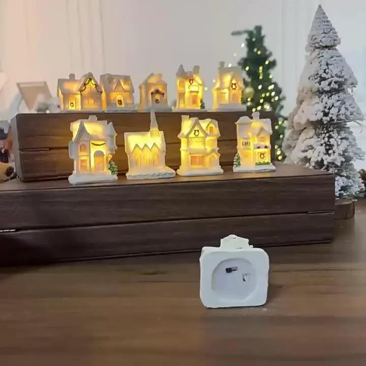 Resin Christmas House Lights, 5-Style Collectible Holiday Decorative Ornaments by House Of Avana