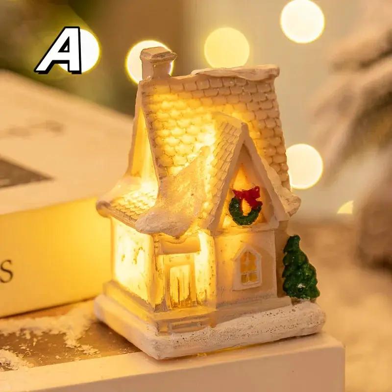 Resin Christmas House Lights, 5-Style Collectible Holiday Decorative Ornaments by House Of Avana