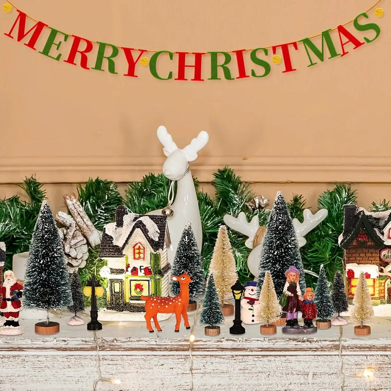 Resin Christmas Village Set with Lighted Snowy Houses by House Of Avana