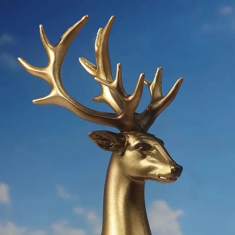 Resin Deer Figurines Black and Golden Color by House Of Avana