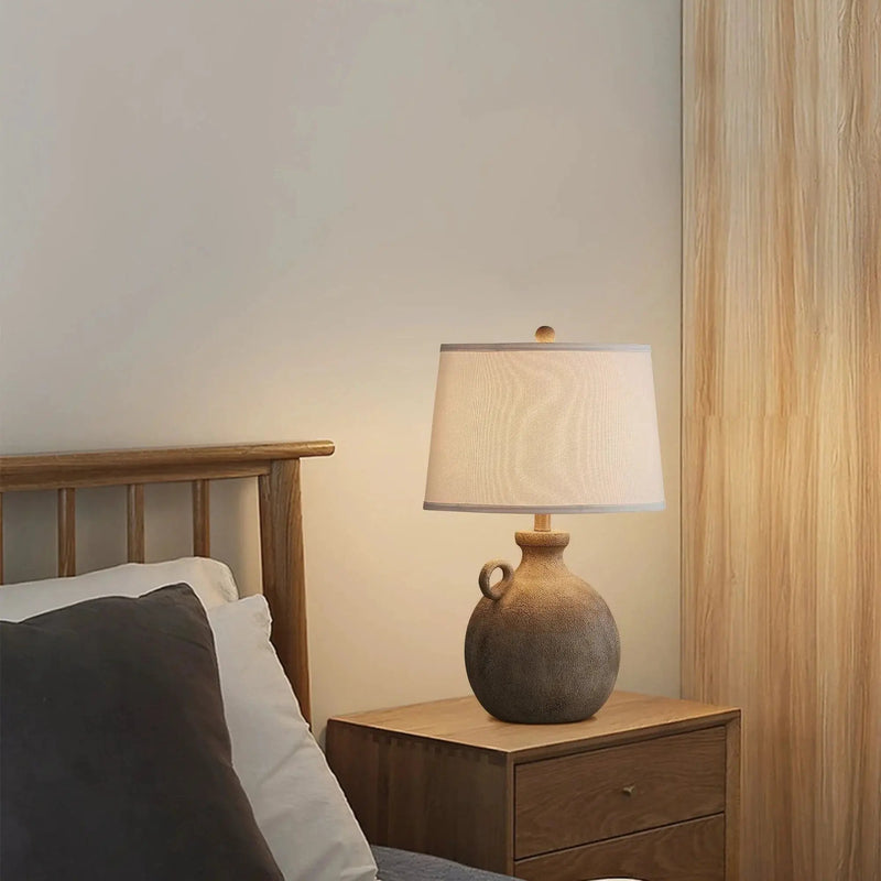 Resin Farmhouse Table Lamp with 3-Way Dimming and USB Port, White Shade, 24 by House Of Avana