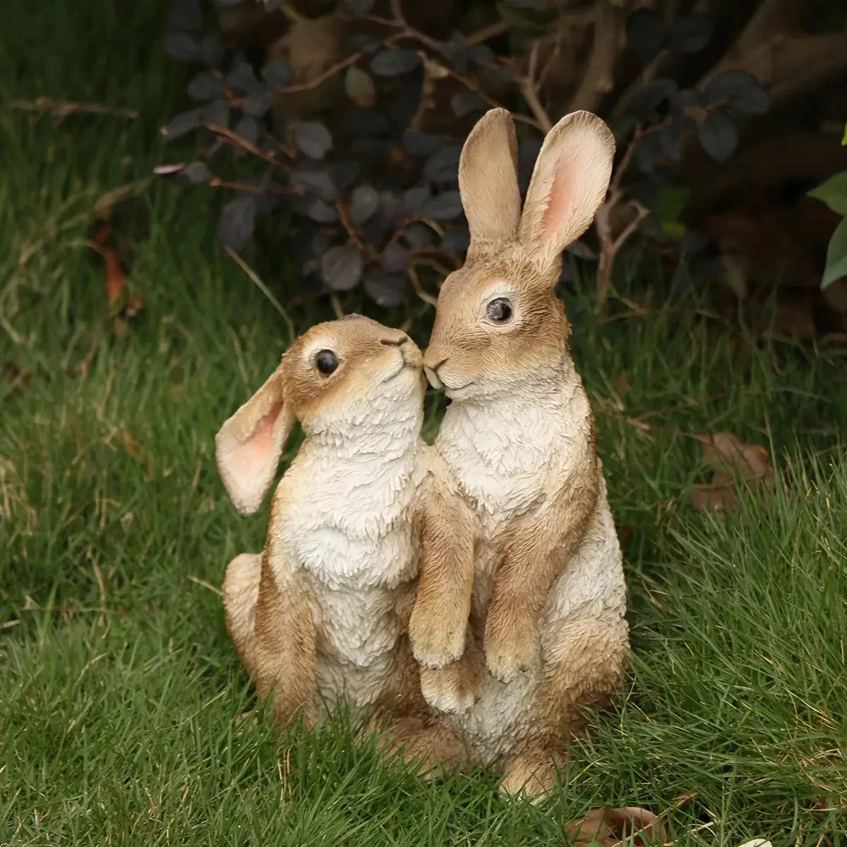 Resin Rabbit Couple Garden Statues for Patio and Balcony by House Of Avana