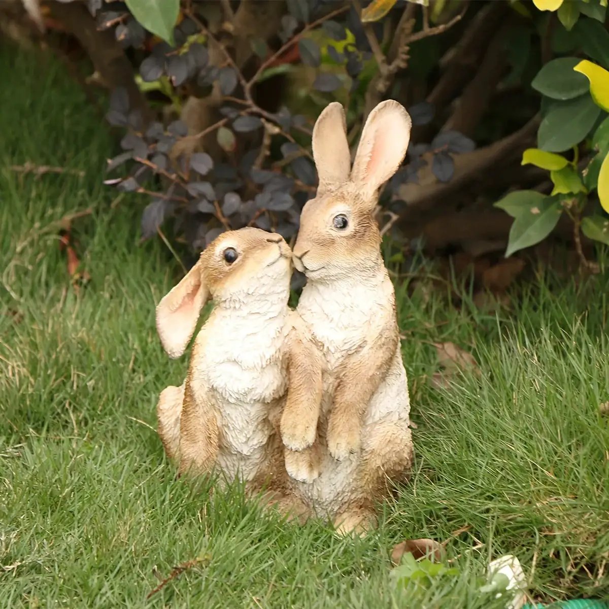 Resin Rabbit Couple Garden Statues for Patio and Balcony by House Of Avana