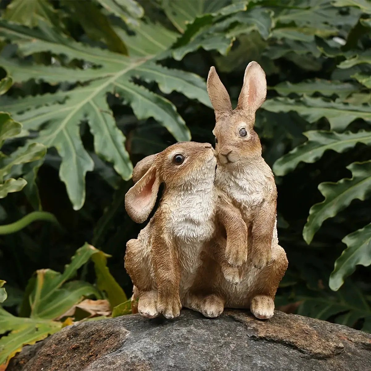 Resin Rabbit Couple Garden Statues for Patio and Balcony by House Of Avana