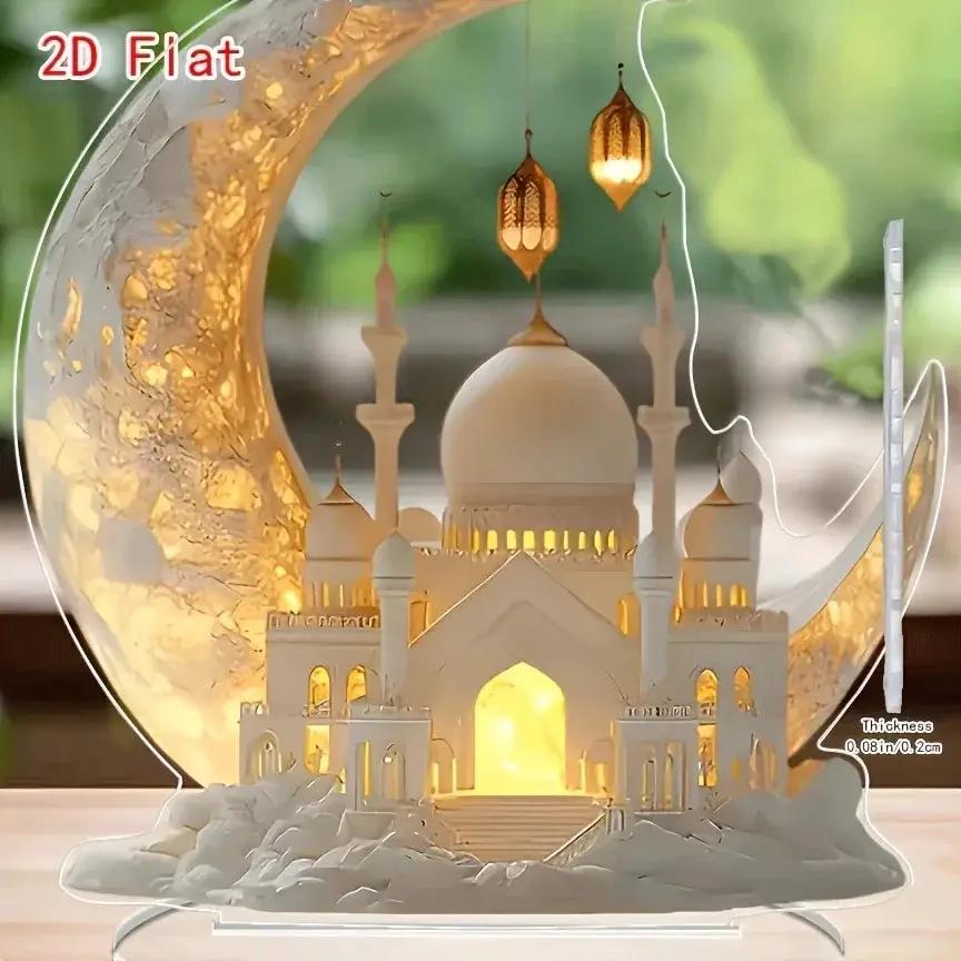 Resin Ramadan Plaque - Gold Crescent Moon Design by House Of Avana