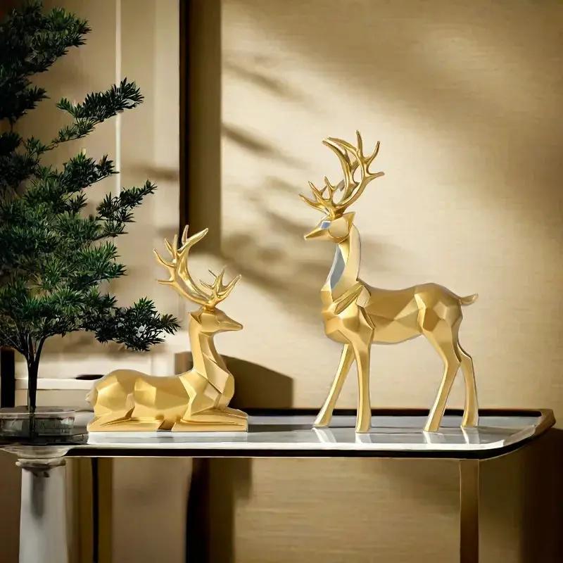 Resin Reindeer Garden Statues for Christmas Decorations by House Of Avana