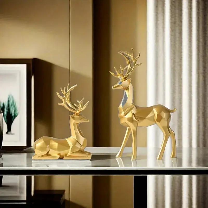 Resin Reindeer Garden Statues for Christmas Decorations by House Of Avana