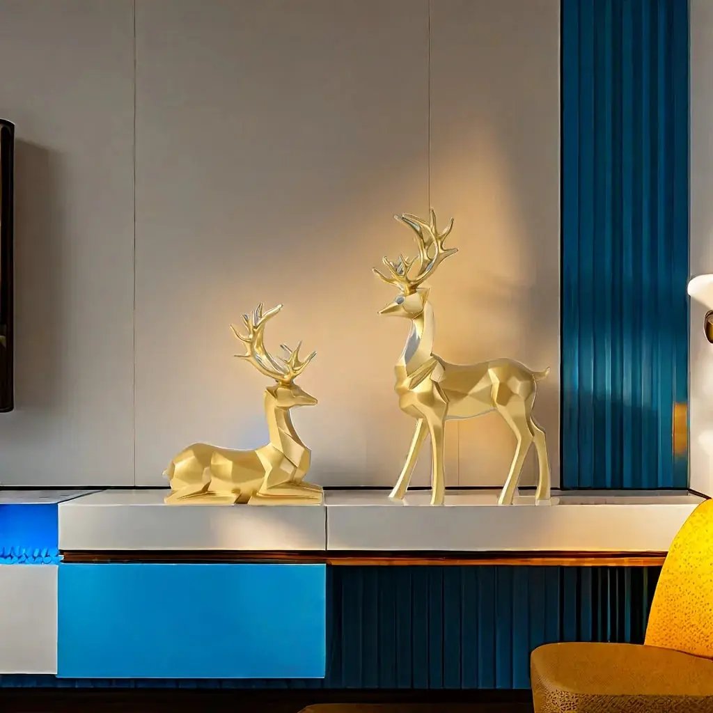 Resin Reindeer Garden Statues for Christmas Decorations by House Of Avana