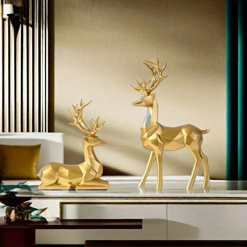 Resin Reindeer Garden Statues for Christmas Decorations by House Of Avana