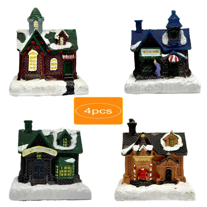 Resin Small House Micro Landscape Christmas Decoration with Luminous Effect by House Of Avana