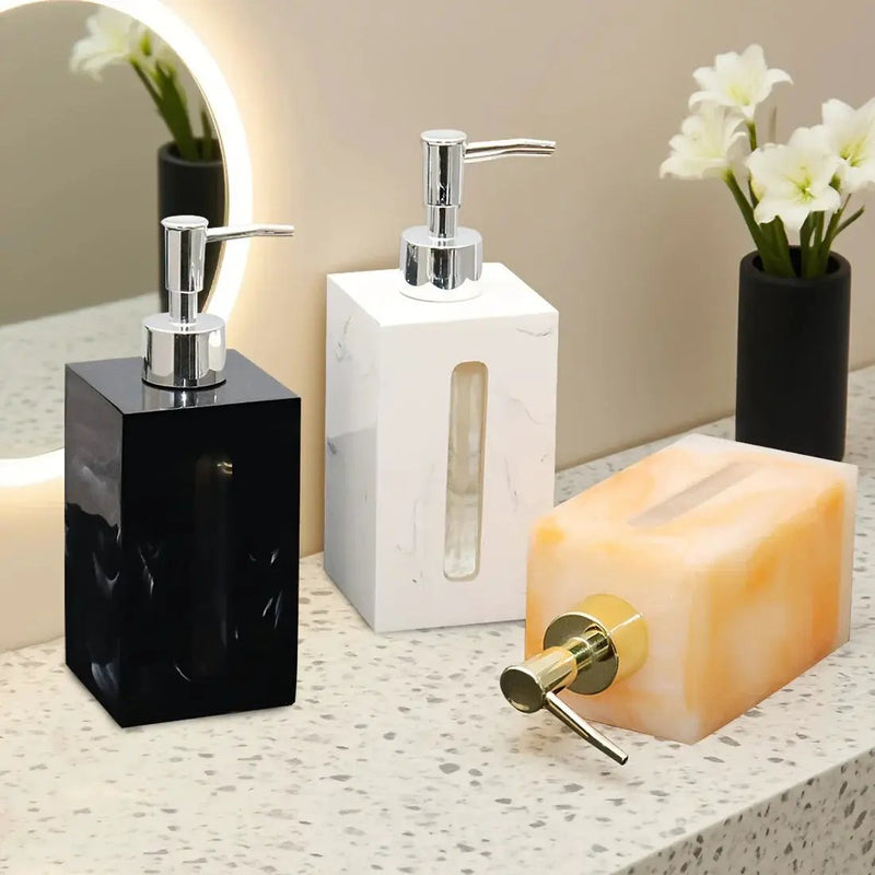 Resin Soap Dispenser, Freestanding Countertop Lotion Pump Bottle, Visible Capacity Liquid Hand Soap Dispenser, No Electricity Needed, for Bathroom, Kitchen, Laundry Room, Shampoo, Body Wash, Lotion by House Of Avana