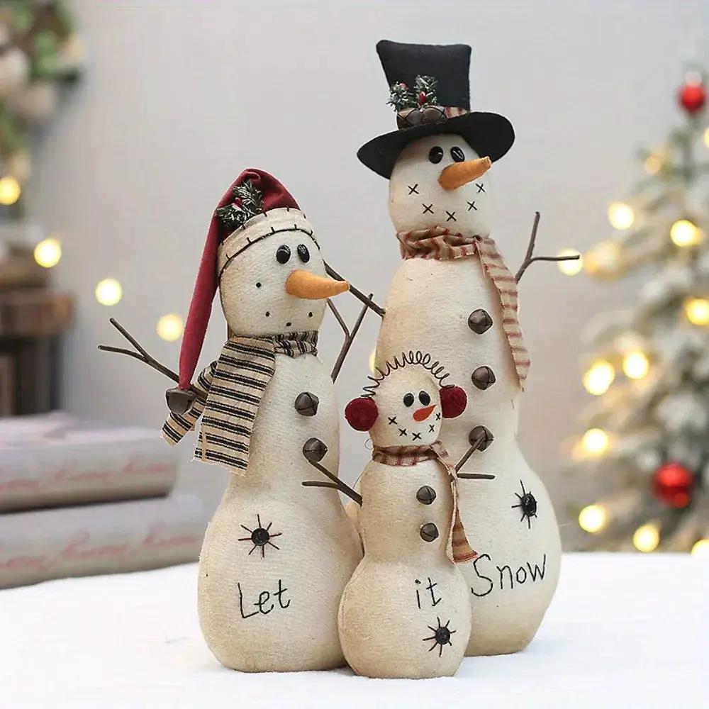 Resin Stacked Snowmen Dolls with Snow Tags and Let it Snow Design by House Of Avana
