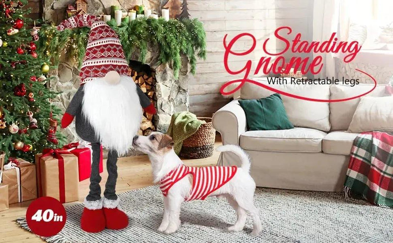 Resin Standing Christmas Gnome 40 Inch Extra Large Holiday Decor by House Of Avana