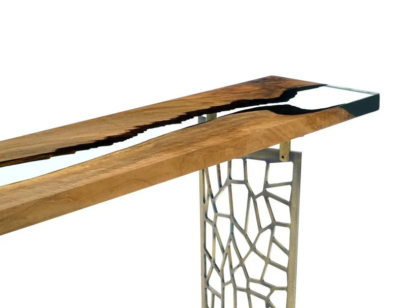 Walnut wood and resin sofa & entry table | Voronoi collection by Gizz