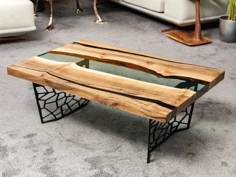 Custom Resin River Walnut Coffee Table | Voronoi Collection by Gizz