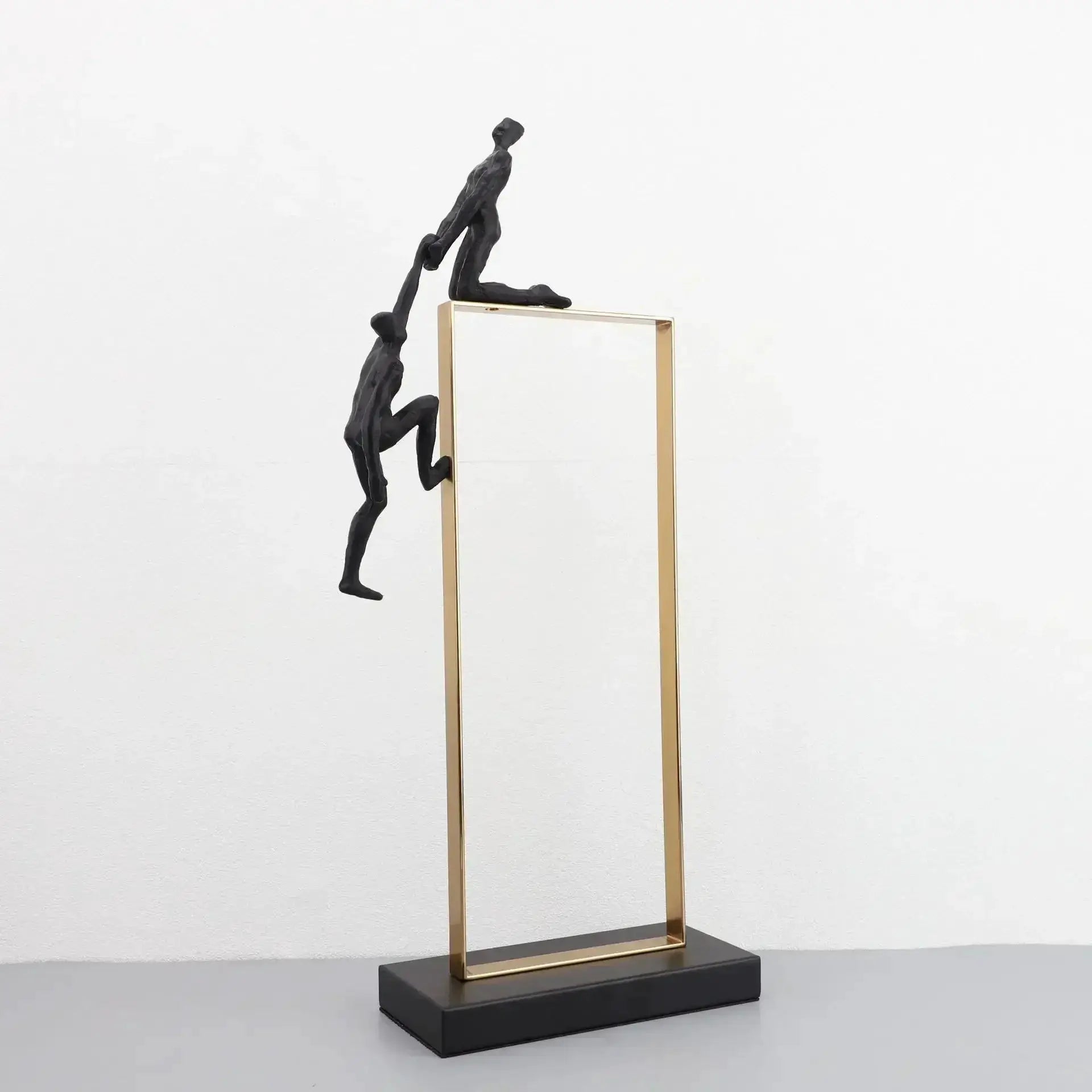 Abstract Climbing Figure Sculpture Set Gold Metal Frame for Your Home by House Of Avana