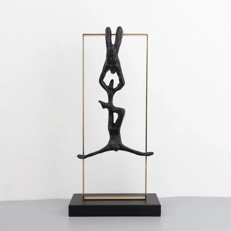 Abstract Climbing Figure Sculpture Set Gold Metal Frame for Your Home by House Of Avana