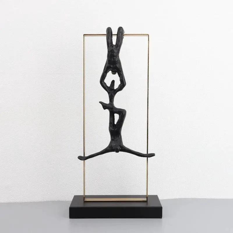 Abstract Climbing Figure Sculpture Set Gold Metal Frame for Your Home by House Of Avana
