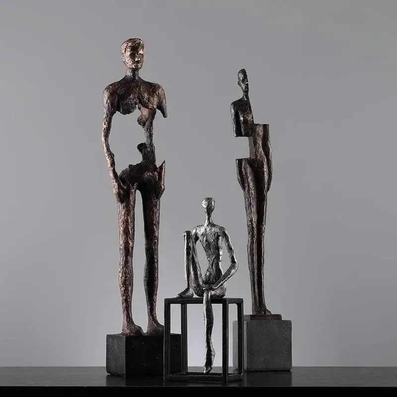 Abstract Figure Sculpture Set Antique Bronze for Your Living Room by House Of Avana