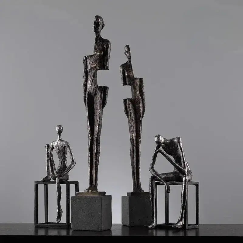 Abstract Figure Sculpture Set Antique Bronze for Your Living Room by House Of Avana