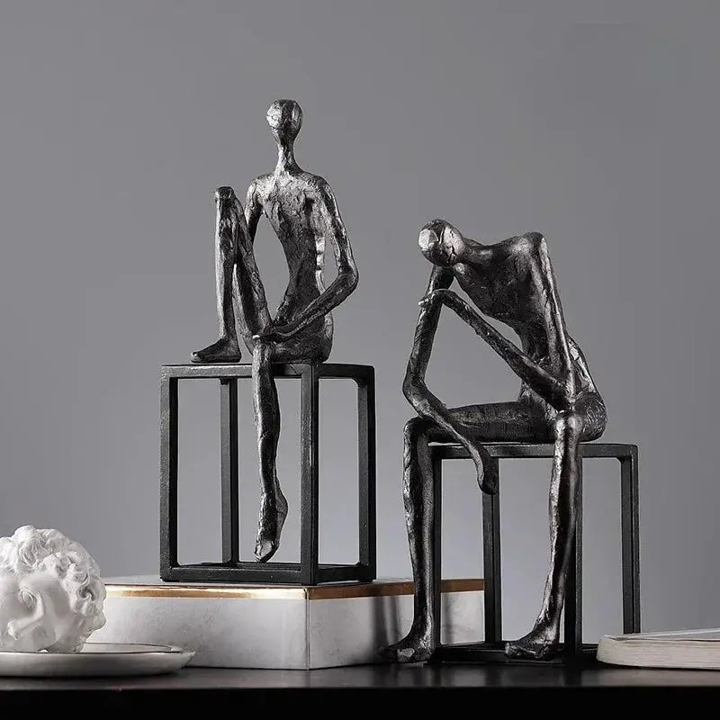 Abstract Figure Sculpture Set Antique Bronze for Your Living Room by House Of Avana
