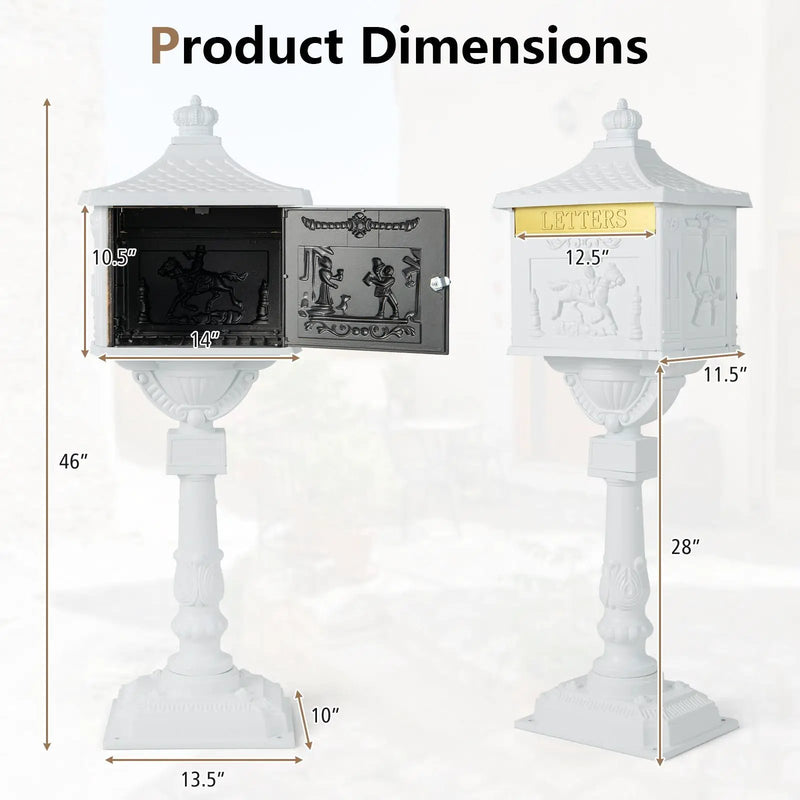 Retro Cast Aluminum Mailbox Security Postal Letter Box with Baffle Door by DirectDeals
