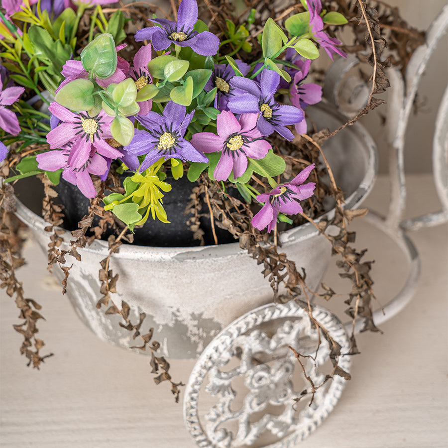 Rustic Bicycle Metal Wire Wall Planter Basket with Vintage Design - Grey and White, photo 12 of 14