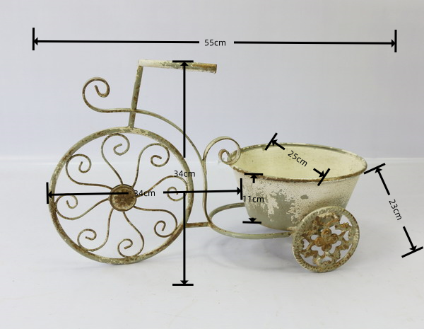 Rustic Bicycle Metal Wire Wall Planter Basket with Vintage Design - Grey and White, photo 13 of 14