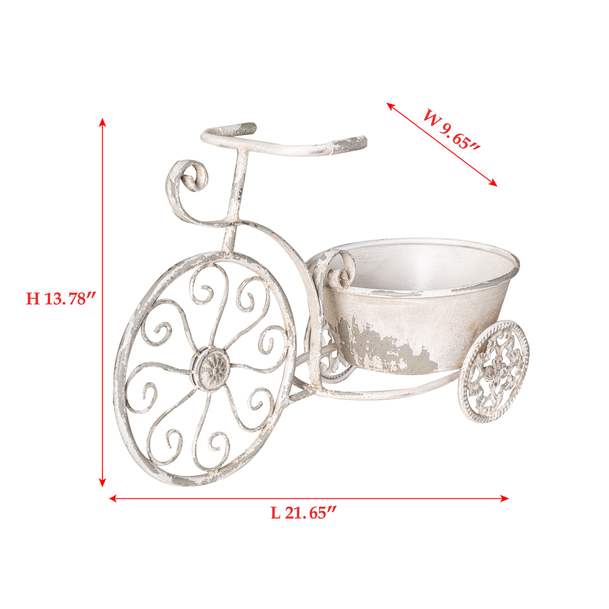 Rustic Bicycle Metal Wire Wall Planter Basket with Vintage Design - Grey and White, photo 14 of 14