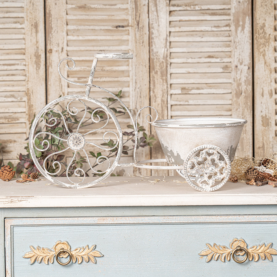 Rustic Bicycle Metal Wire Wall Planter Basket with Vintage Design - Grey and White, photo 2 of 14