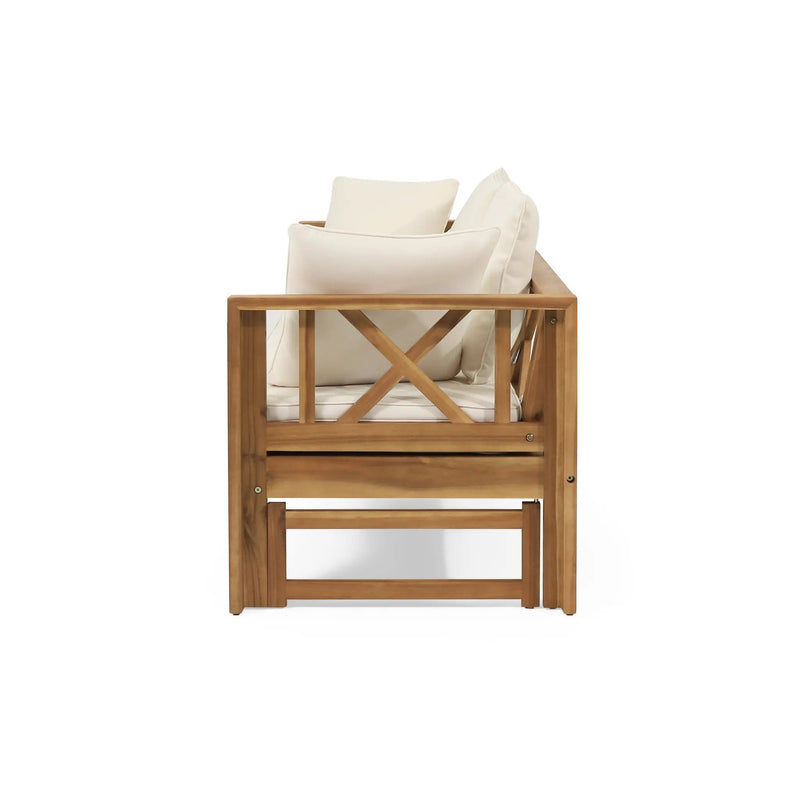 Outdoor Extendable Acacia Wood 3 Seater Sofa by HouseOfZazla