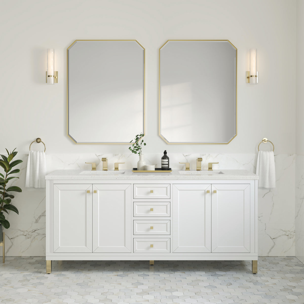 James Martin Chicago 72" Double Bathroom Vanity, Glossy White, view 30