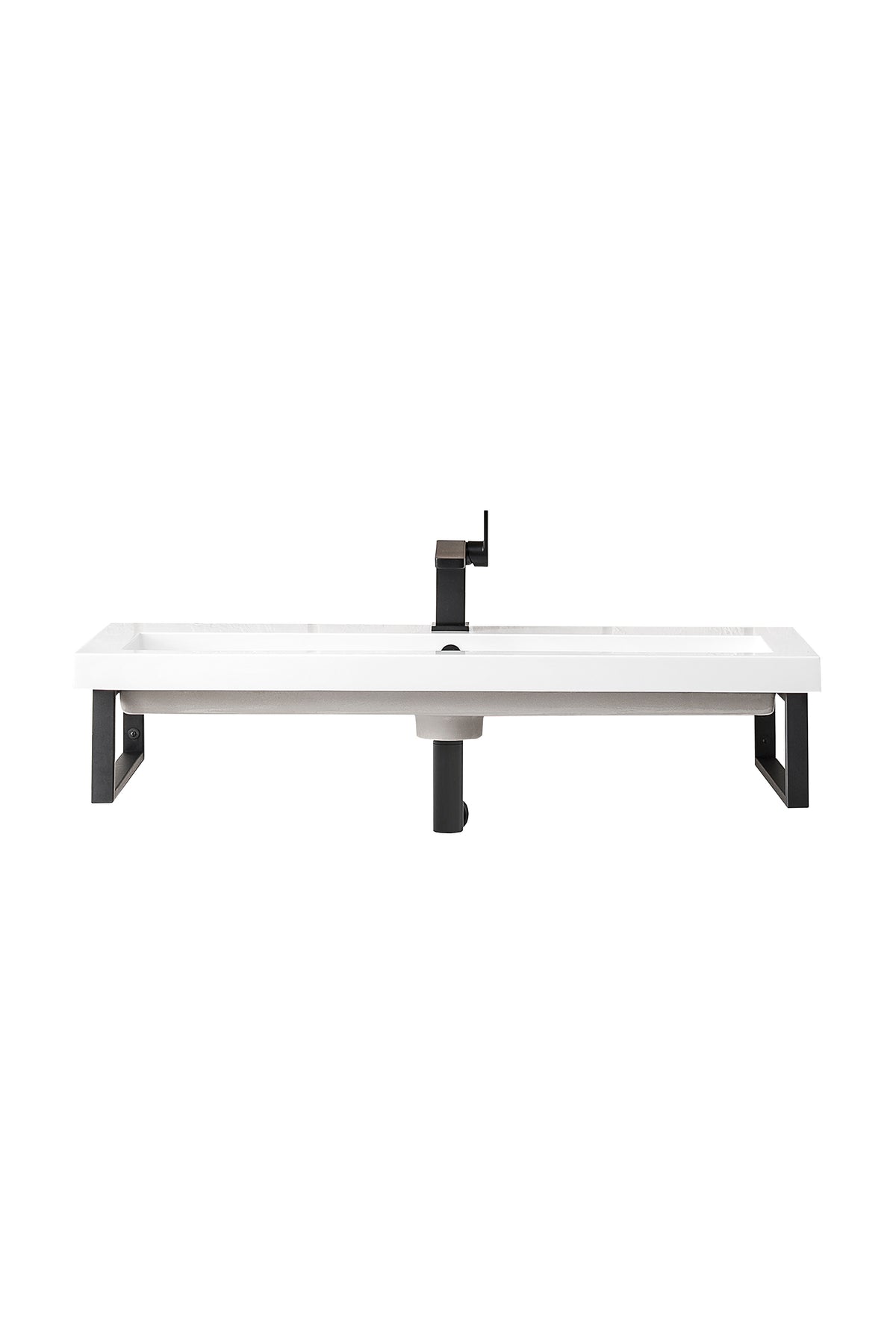 James Martin Boston 15.25" Floating Wall Bracket, Matte Black with White Glossy (39.5" Top) countertop