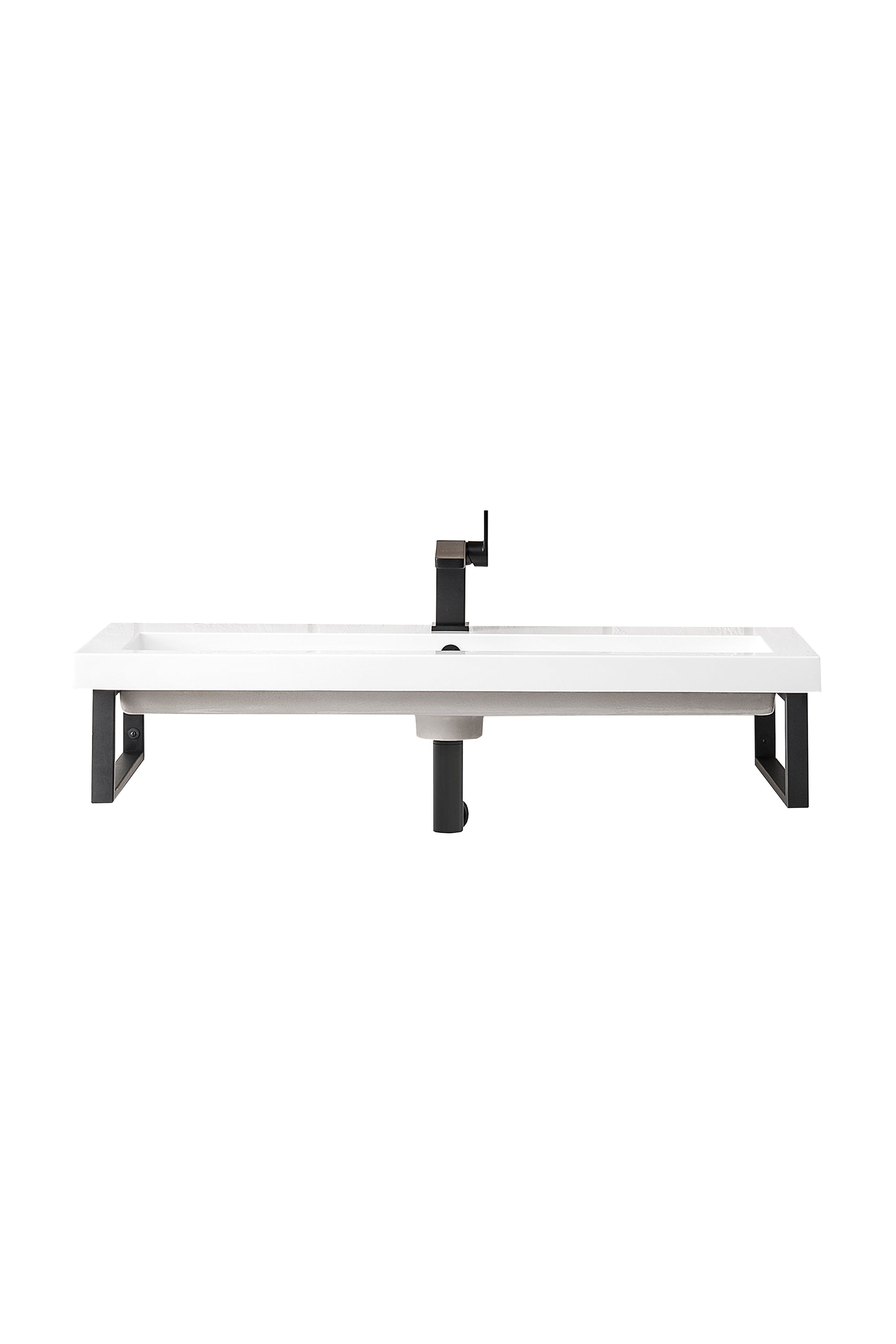 James Martin Boston 15.25" Floating Wall Bracket, Matte Black with White Glossy (39.5" Top) countertop