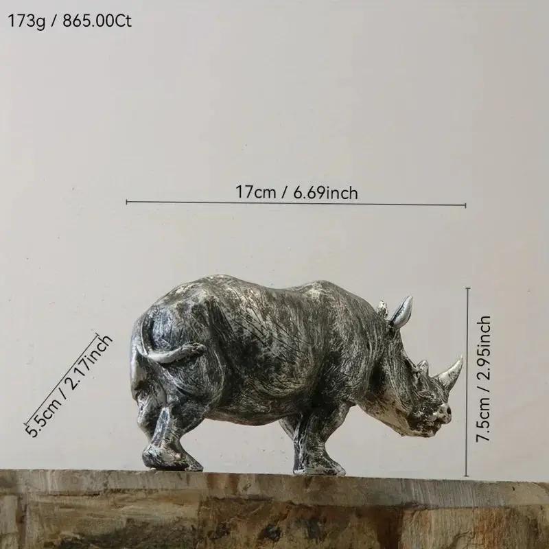 Rhino Figurine - Decorative Silvery 5-Inch by House Of Avana
