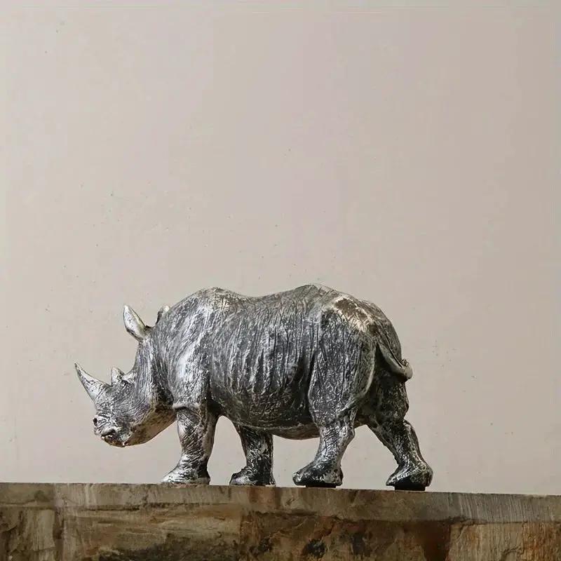 Rhino Figurine - Decorative Silvery 5-Inch by House Of Avana