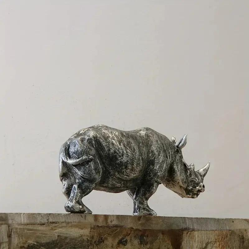 Rhino Figurine - Decorative Silvery 5-Inch by House Of Avana