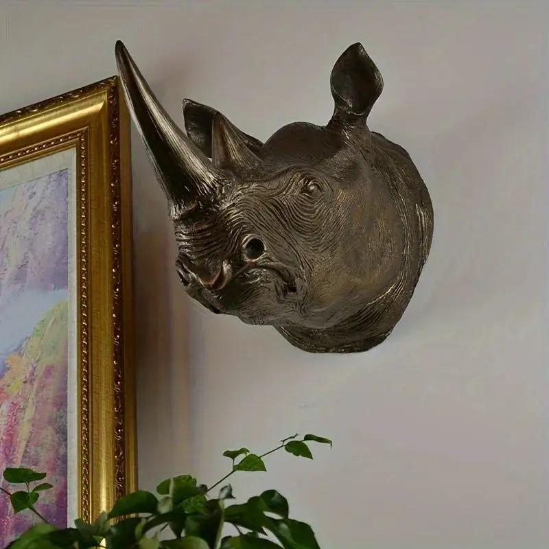 Rhino Head - Decorative Black 6-Inch by House Of Avana