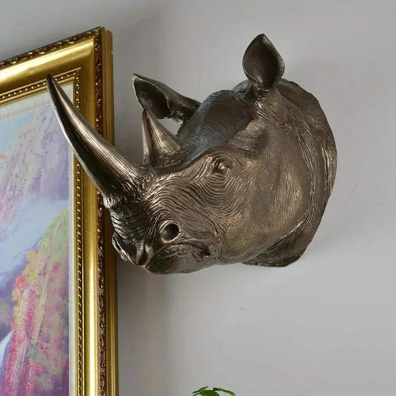 Rhino Head - Decorative Black 6-Inch by House Of Avana