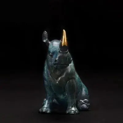 Luxury Sitting Rhinoceros Statue Decorative Animal Figurine by House Of Avana