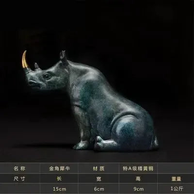 Luxury Sitting Rhinoceros Statue Decorative Animal Figurine by House Of Avana