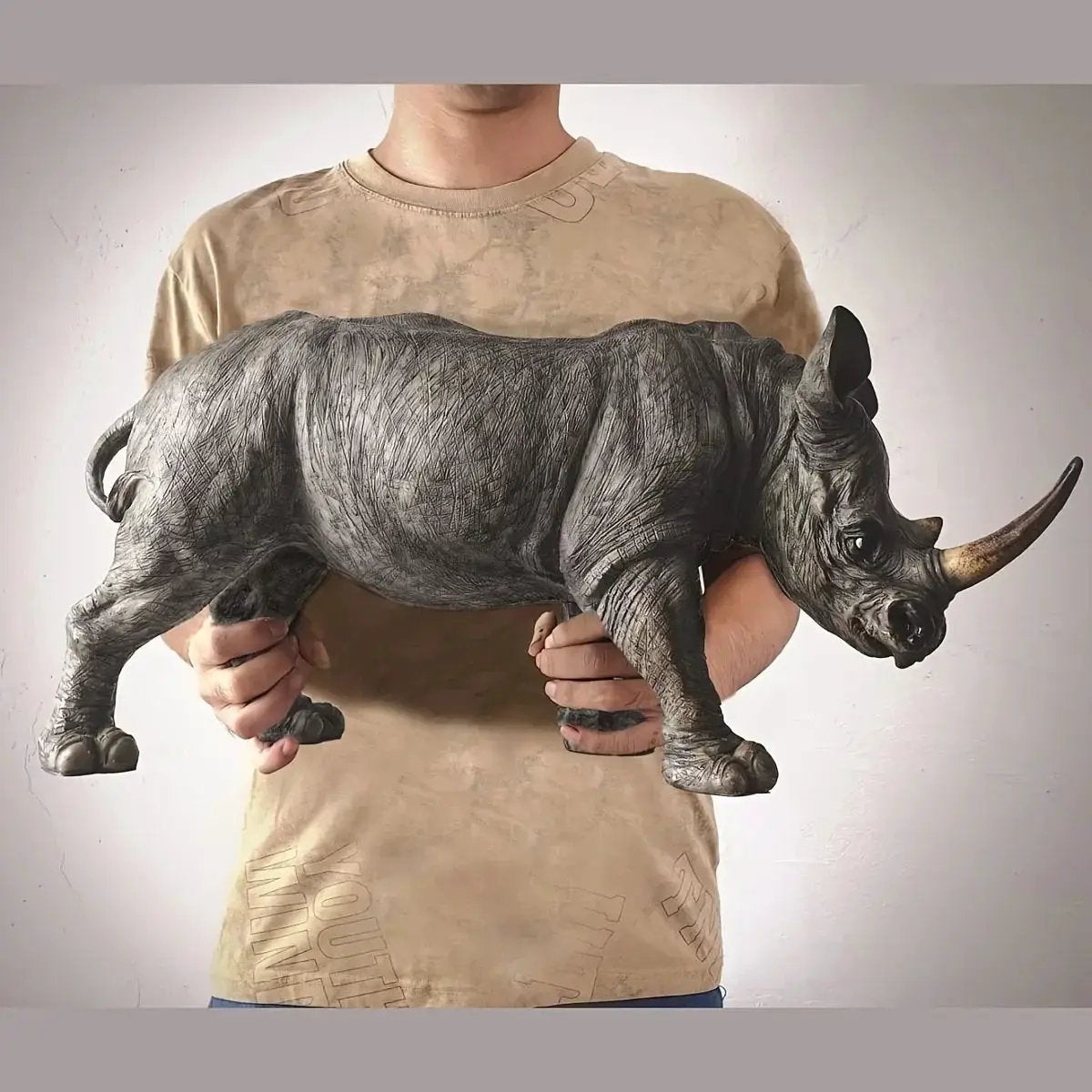 Rhinoceros Statue - Handcrafted Metal 20.5 Inches by House Of Avana